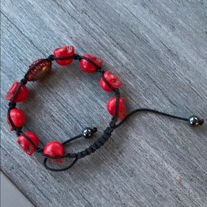 Bakelite skull beaded adjustable bracelet
